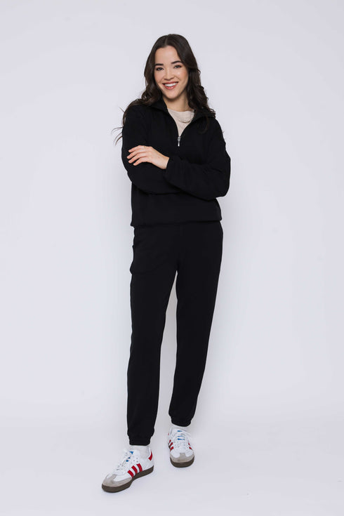 Everly-Luxe Fleece 1/2 Zip Mock neck